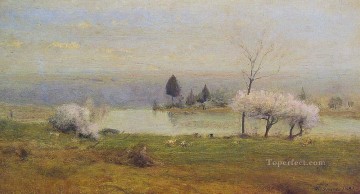 ハドソンのミルトンの池の風景 トーナリスト ジョージ・イネス Oil Paintings